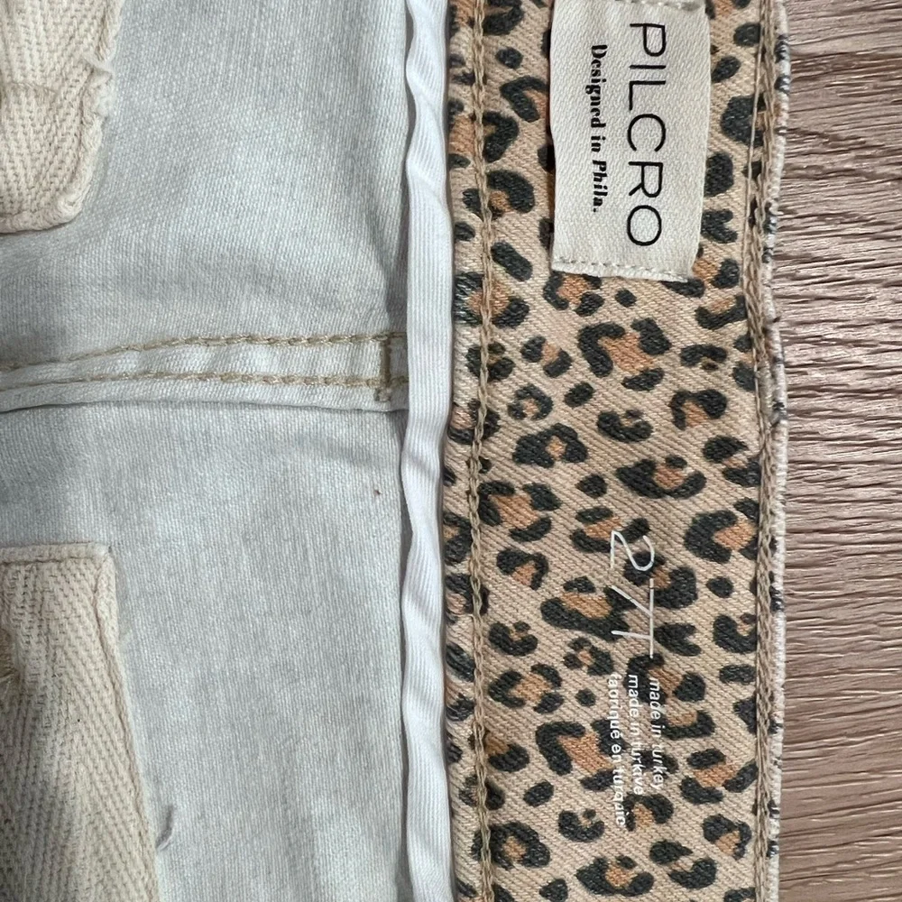 Pilcro Beige Leopard Print Straight Leg Pants - Picture 11 of 13